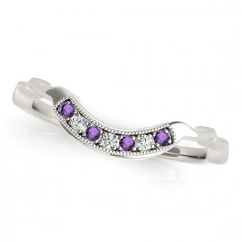 Amethyst & Diamond Contoured Wedding Band Platinum (0.05ct)