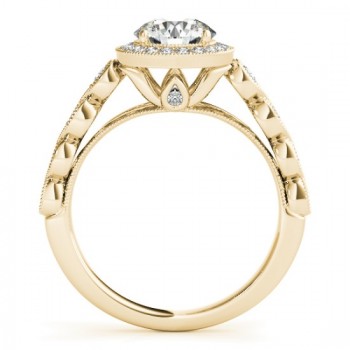 Aquamarine & Diamond Halo Engagement Ring 14K Yellow Gold (0.36ct)