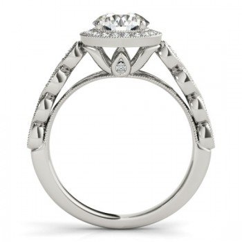 Blue Sapphire & Diamond Halo Engagement Ring Platinum (0.36ct)