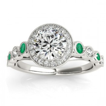 Emerald & Diamond Halo Engagement Ring Platinum (0.36ct)
