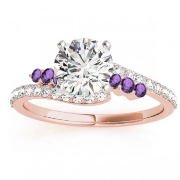 Diamond & Amethyst Bypass Engagement Ring 14k Rose Gold (0.45ct)