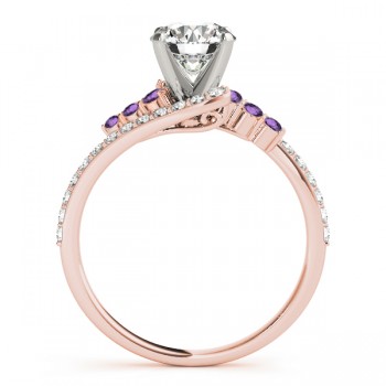 Diamond & Amethyst Bypass Engagement Ring 14k Rose Gold (0.45ct)