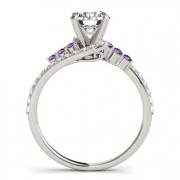 Diamond & Amethyst Bypass Engagement Ring 14k White Gold (0.45ct)