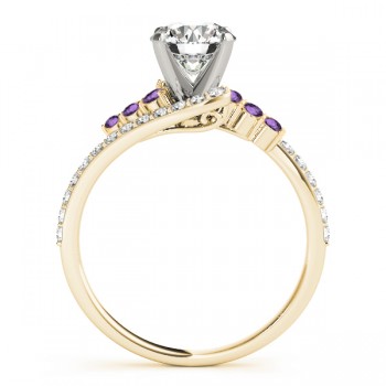 Diamond & Amethyst Bypass Engagement Ring 14k Yellow Gold (0.45ct)