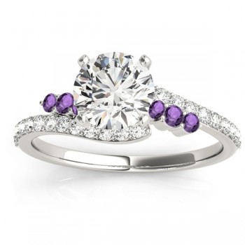 Diamond & Amethyst Bypass Engagement Ring Platinum (0.45ct)