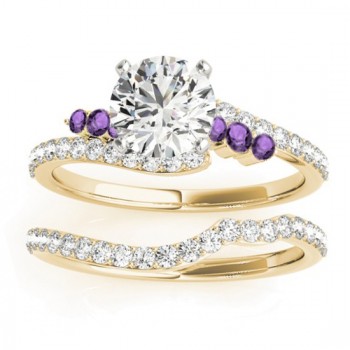 Diamond & Amethyst Bypass Bridal Set 14k Yellow Gold (0.74ct)