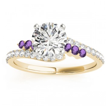 Diamond & Amethyst Bypass Bridal Set 14k Yellow Gold (0.74ct)