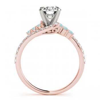 Diamond & Aquamarine Bypass Engagement Ring 18k Rose Gold (0.45ct)