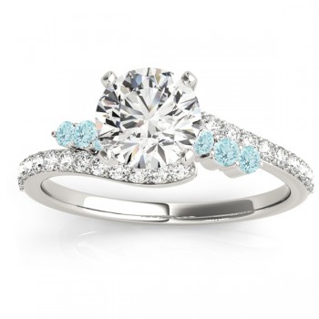 Diamond & Aquamarine Bypass Engagement Ring Platinum (0.45ct)