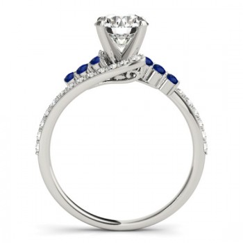 Diamond & Blue Sapphire Bypass Engagement Ring 14k White Gold (0.45ct)