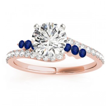 Diamond & Blue Sapphire Bypass Bridal Set 14k Rose Gold (0.74ct)