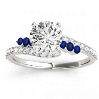 Diamond & Blue Sapphire Bypass Bridal Set 14k White Gold (0.74ct)