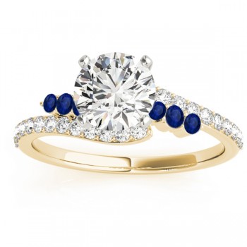 Diamond & Blue Sapphire Bypass Bridal Set 18k Yellow Gold (0.74ct)