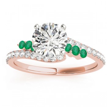 Diamond & Emerald Bypass Engagement Ring 14k Rose Gold (0.45ct)