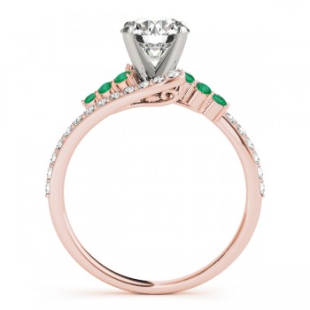 Diamond & Emerald Bypass Engagement Ring 14k Rose Gold (0.45ct)