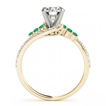 Diamond & Emerald Bypass Engagement Ring 14k Yellow Gold (0.45ct)