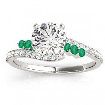 Diamond & Emerald Bypass Engagement Ring Palladium (0.45ct)