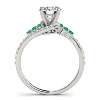 Diamond & Emerald Bypass Engagement Ring Platinum (0.45ct)