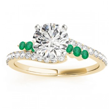 Diamond & Emerald Bypass Bridal Set 14k Yellow Gold (0.74ct)