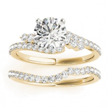 Diamond Accented Bypass Bridal Set Setting 14k Yellow Gold (0.74ct)