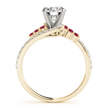 Diamond & Ruby Bypass Engagement Ring 14k Yellow Gold (0.45ct)