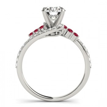 Diamond & Ruby Bypass Engagement Ring 18k White Gold (0.45ct)