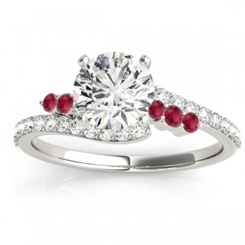 Diamond & Ruby Bypass Bridal Set 14k White Gold (0.74ct)