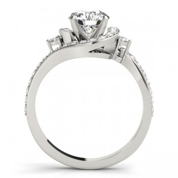 Halo Swirl Diamond Accented Engagement Ring 18k White Gold (1.50ct)