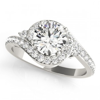 Halo Swirl Diamond Accented Engagement Ring Platinum (1.50ct)