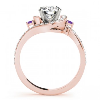 Halo Swirl Amethyst & Diamond Engagement Ring 14k Rose Gold (0.48ct)