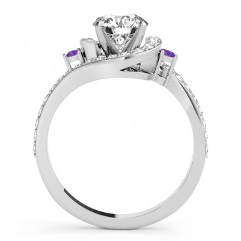 Halo Swirl Amethyst & Diamond Engagement Ring Palladium (0.48ct)