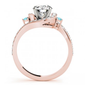 Halo Swirl Aquamarine & Diamond Engagement Ring 14k Rose Gold (0.48ct)