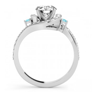Halo Swirl Aquamarine & Diamond Engagement Ring Platinum (0.48ct)