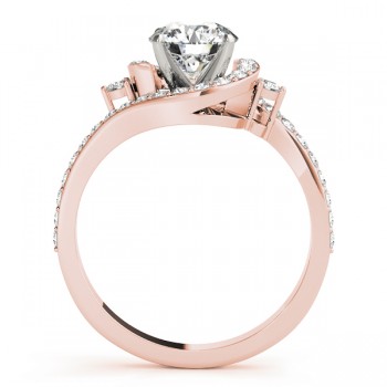 Diamond Halo Swirl Engagement Ring Setting 18k Rose Gold (0.48ct)