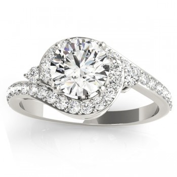 Diamond Halo Swirl Engagement Ring Setting Platinum (0.48ct)