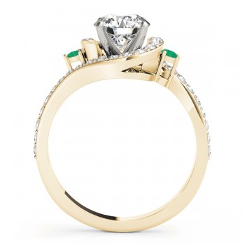 Halo Swirl Emerald & Diamond Engagement Ring 14k Yellow Gold (0.48ct)