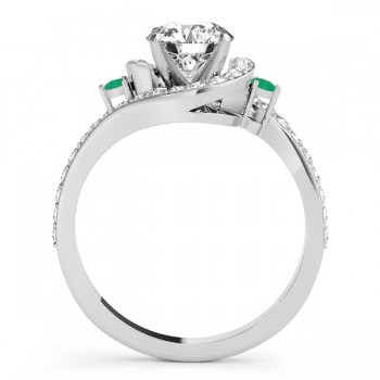 Halo Swirl Emerald & Diamond Engagement Ring Palladium (0.48ct)