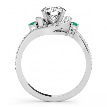 Halo Swirl Emerald & Diamond Engagement Ring Platinum (0.48ct)