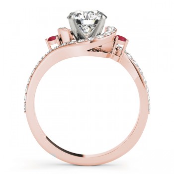 Halo Swirl Ruby & Diamond Engagement Ring 14k Rose Gold (0.48ct)