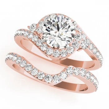 Halo Swirl Diamond Accented Bridal Set 18k Rose Gold (1.29ct)