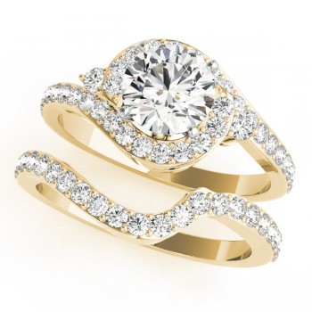 Halo Swirl Diamond Accented Bridal Set 14k Yellow Gold (1.79ct)