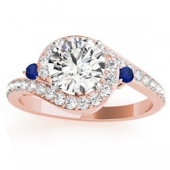 Halo Swirl Sapphire & Diamond Bridal Set 18K Rose Gold (0.77ct)