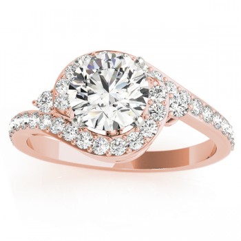 Diamond Halo Swirl Bridal Set Setting 14k Rose Gold (0.77ct)