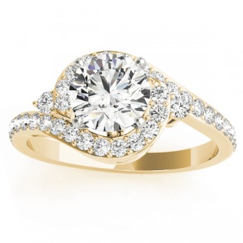 Diamond Halo Swirl Bridal Set Setting 18k Yellow Gold (0.77ct)