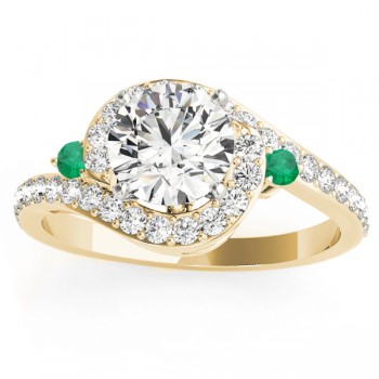 Halo Swirl Emerald & Diamond Bridal Set 14k Yellow Gold (0.77ct)