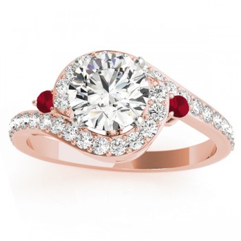 Halo Swirl Ruby & Diamond Bridal Set 14k Rose Gold (0.77ct)