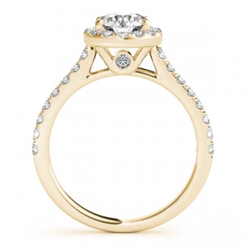 Round Diamond Halo Engagement Ring 18k Yellow Gold (1.33ct)