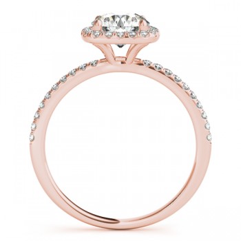 Square Halo Round Diamond Engagement Ring 14k Rose Gold 1.00ct