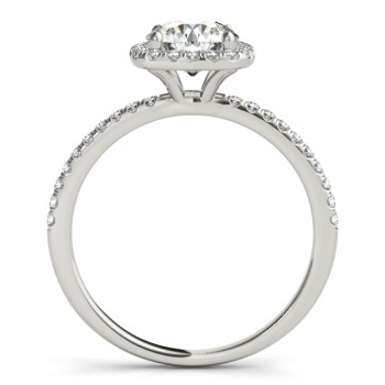 Square Halo Round Diamond Engagement Ring 14k White Gold 1.00ct