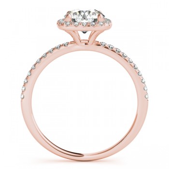 Square Halo Round Diamond Engagement Ring 14k Rose Gold 1.50ct